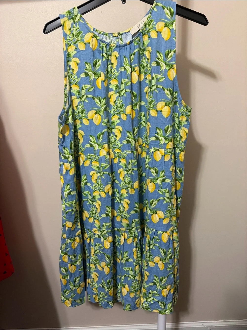 Ann Taylor Loft Blue Lemon Print Dress